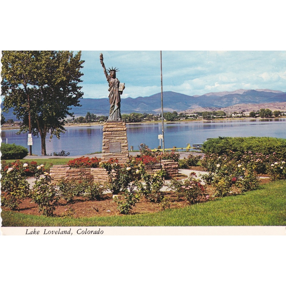 Postcard Lake Loveland Colorado Boy Scout Monument 1987 Vintage Retro A1
